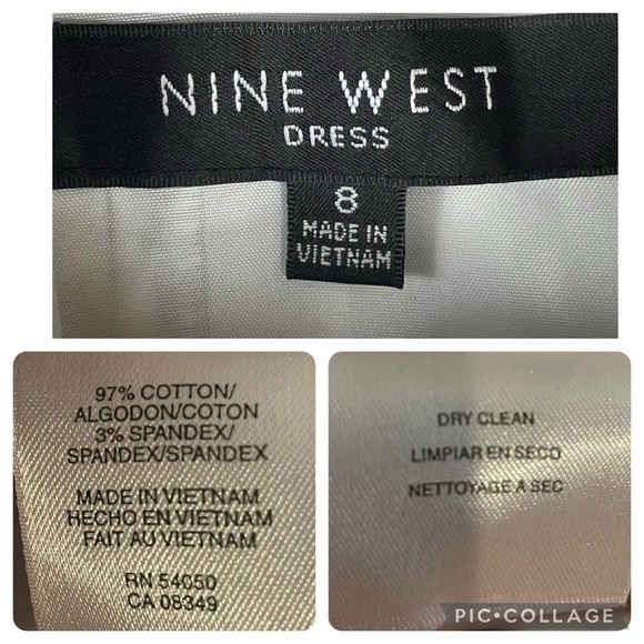 Nine West Sleeveless ALine Classic Fitted Bodice w/Boning Floral Border Dress 8 - Picture 3 of 16